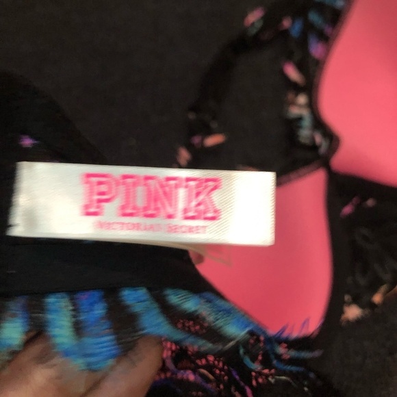 PINK Victoria’s Secret Lace Black & Multi Colored Bralette Size Small - Picture 8 of 9